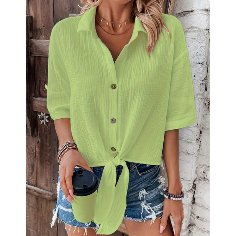 Women's Solid-Color Casual Shirts From Europe And America