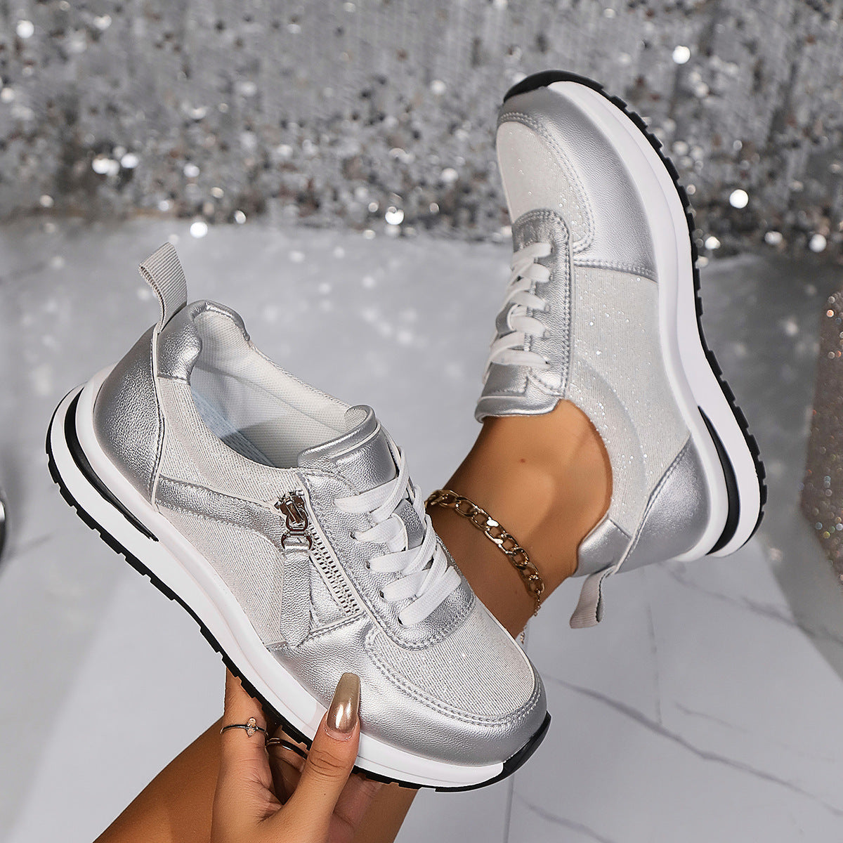 Zapatos de tacón de mujer de fondo plano de gran tamaño