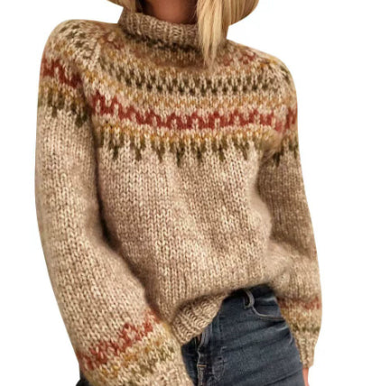 Turtleneck Loose Multicolor Fashion Pullover Sweater