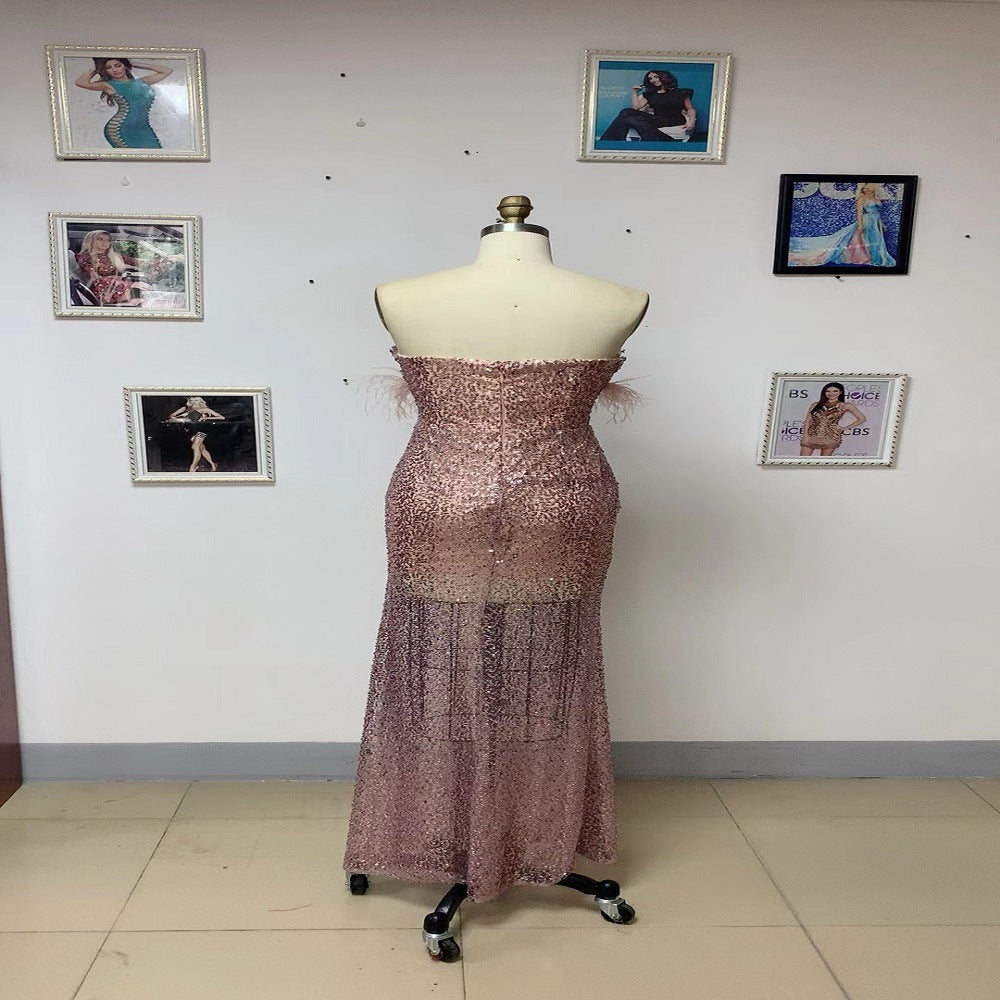 Women's Sequin Tube Top Temperament Dress