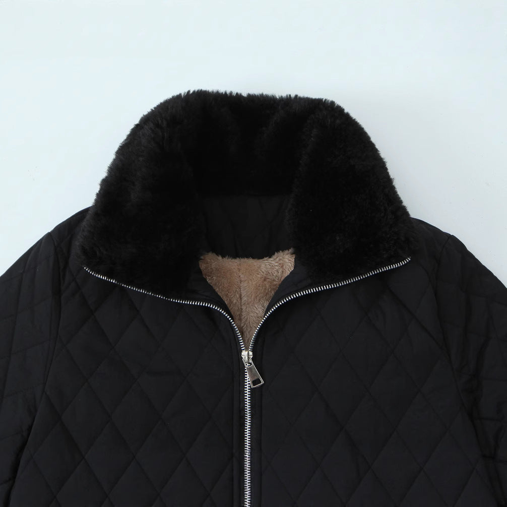 Mid-length Slim-fit Women's Fleece-lined Cotton-padded Cotton-padded