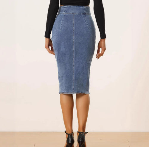 Womens High-Waisted Irregular New Denim Skirt