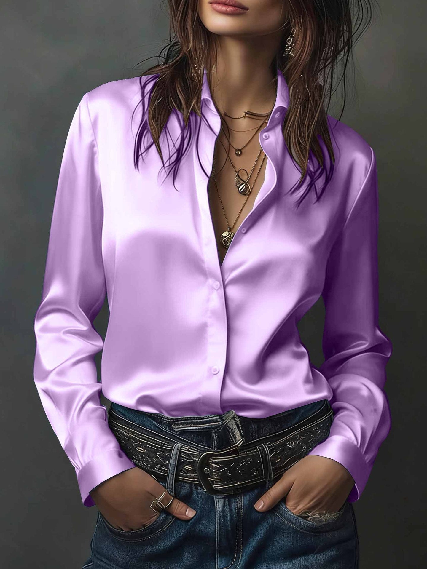Women's Western-style Resort Casual Satin Best-selling Shirt