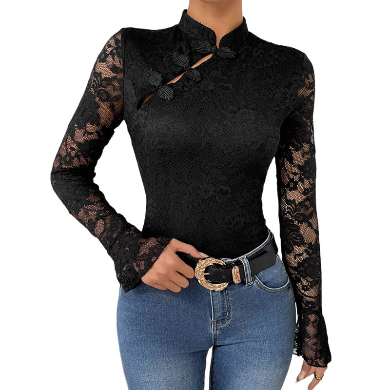 Cheongsam Element Black New Chinese Style Jumpsuit