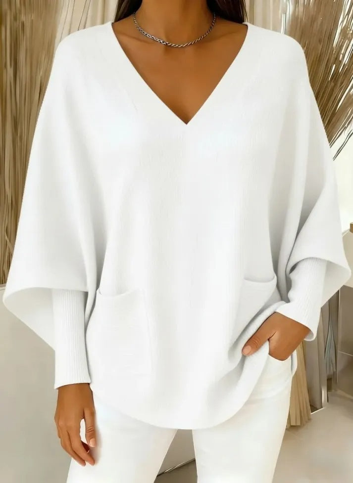 Relaxed Laid-back Soft And Cozy Womens Casual Solid-color V-neck Sweater