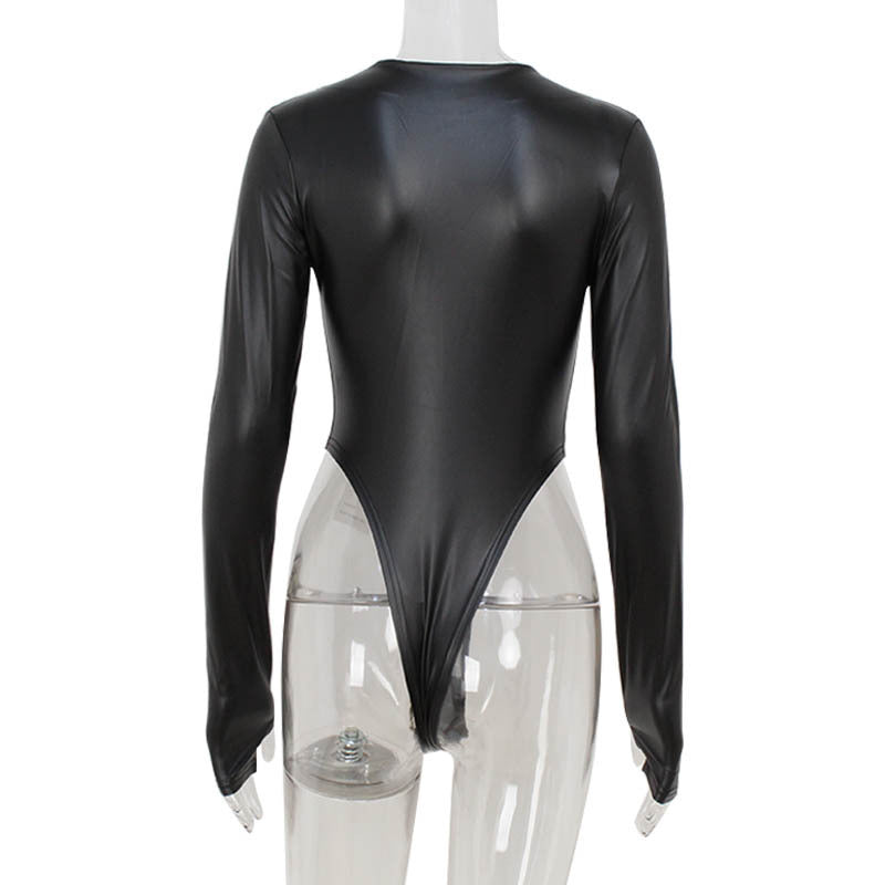 Long Sleeve Deep V Sexy High Waist Tight Body-shaping Pants