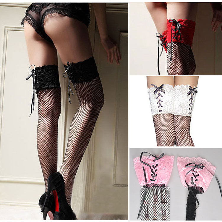 10CM Lace Side Mid Net High Stockings