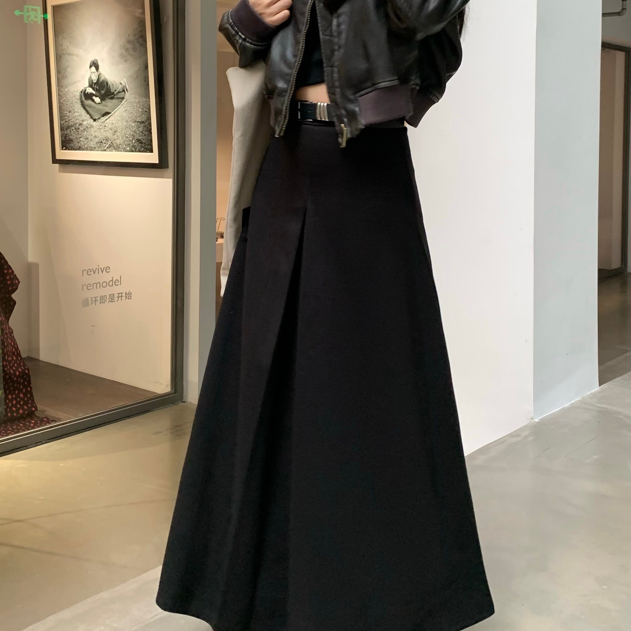 Thickened, Sanded Fabric Textured Skirt Autumn