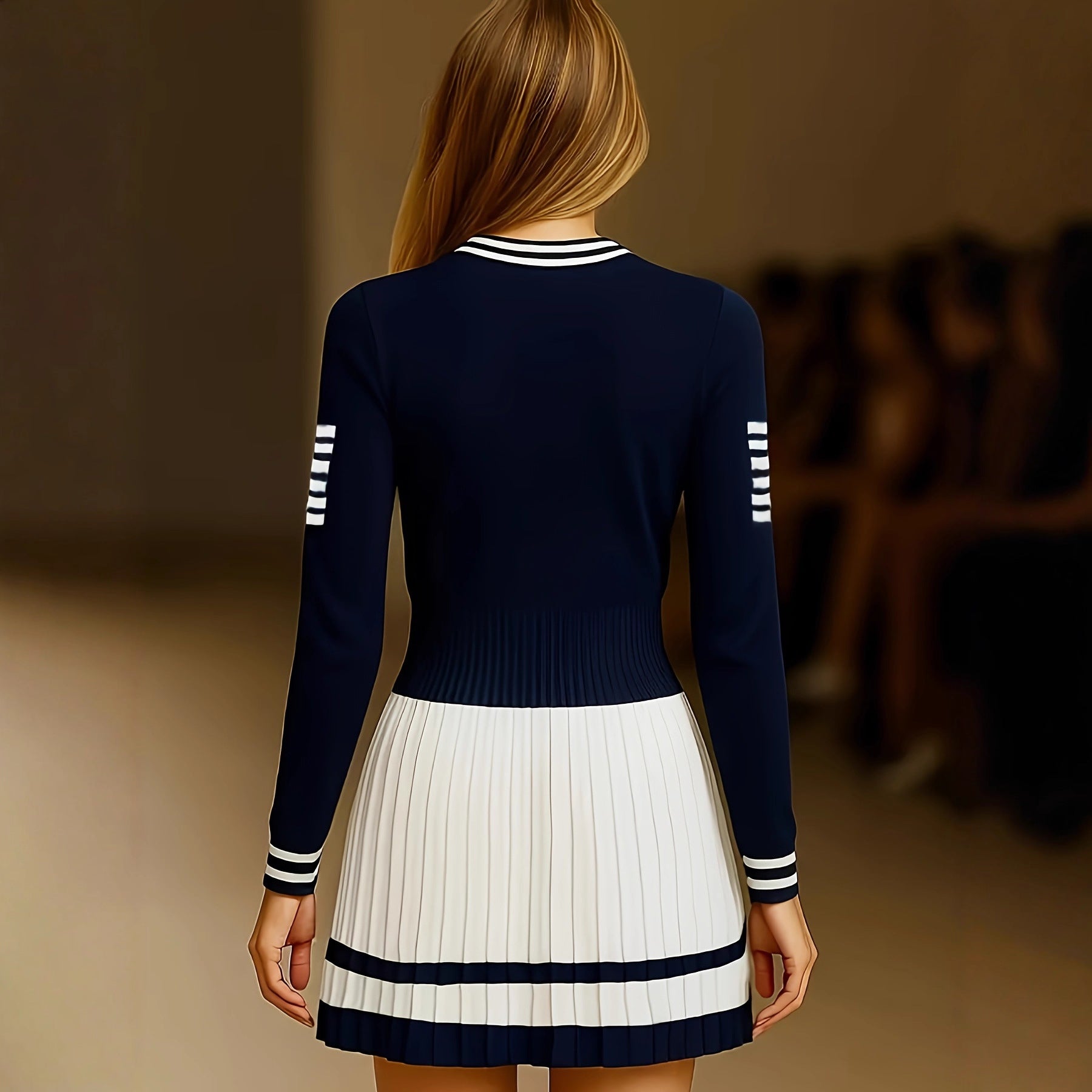 Women's Knitted Striped Dress Sweater Stripes