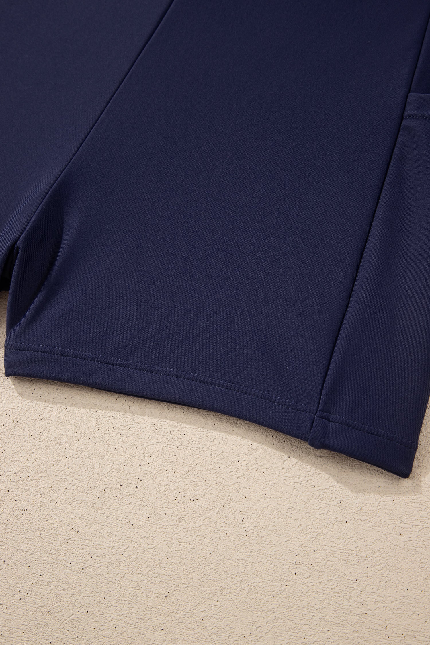 Navy Blue Contrast Edge Ruffled High Waist One Piece Swim Dress