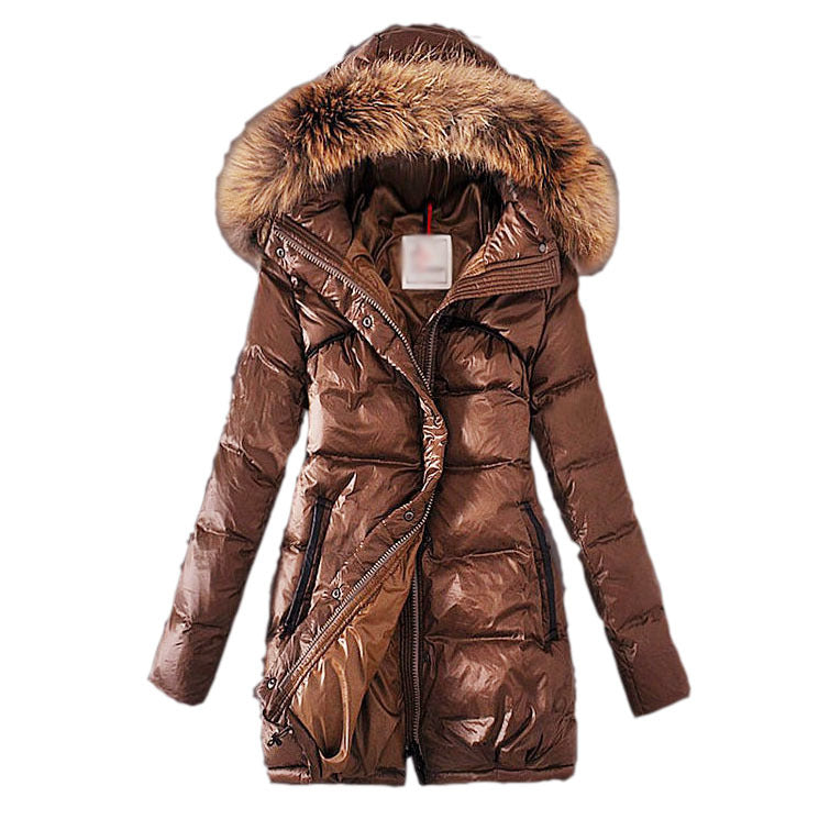 Imitation Raccoon Fur Collar Thick Plus Size Slim Down Padded Jacket Mid-length