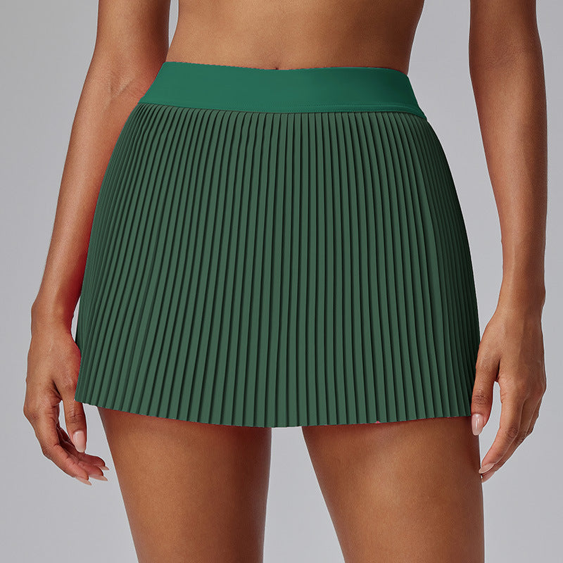 Solid Color Golf Fitness Pleated Skirt