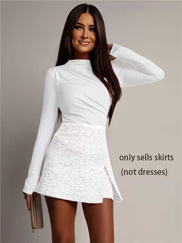 Side-slit Designer-style High-waist A-line Skirt