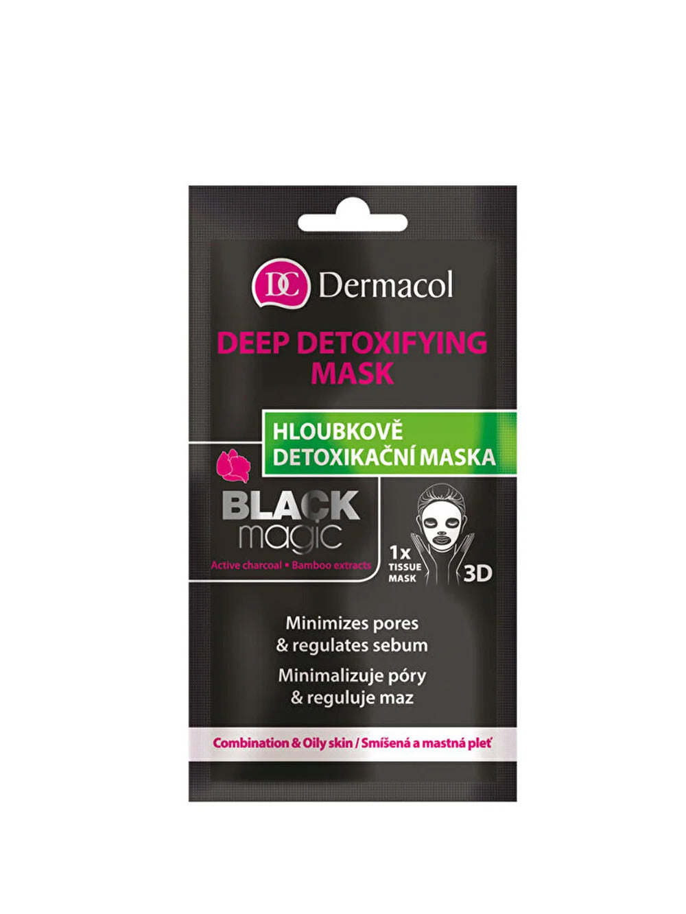 Dermacol, Black Magic, Activated Charcoal, Detoxifying, Sheet Mask, For Face, 15 ml *Tester