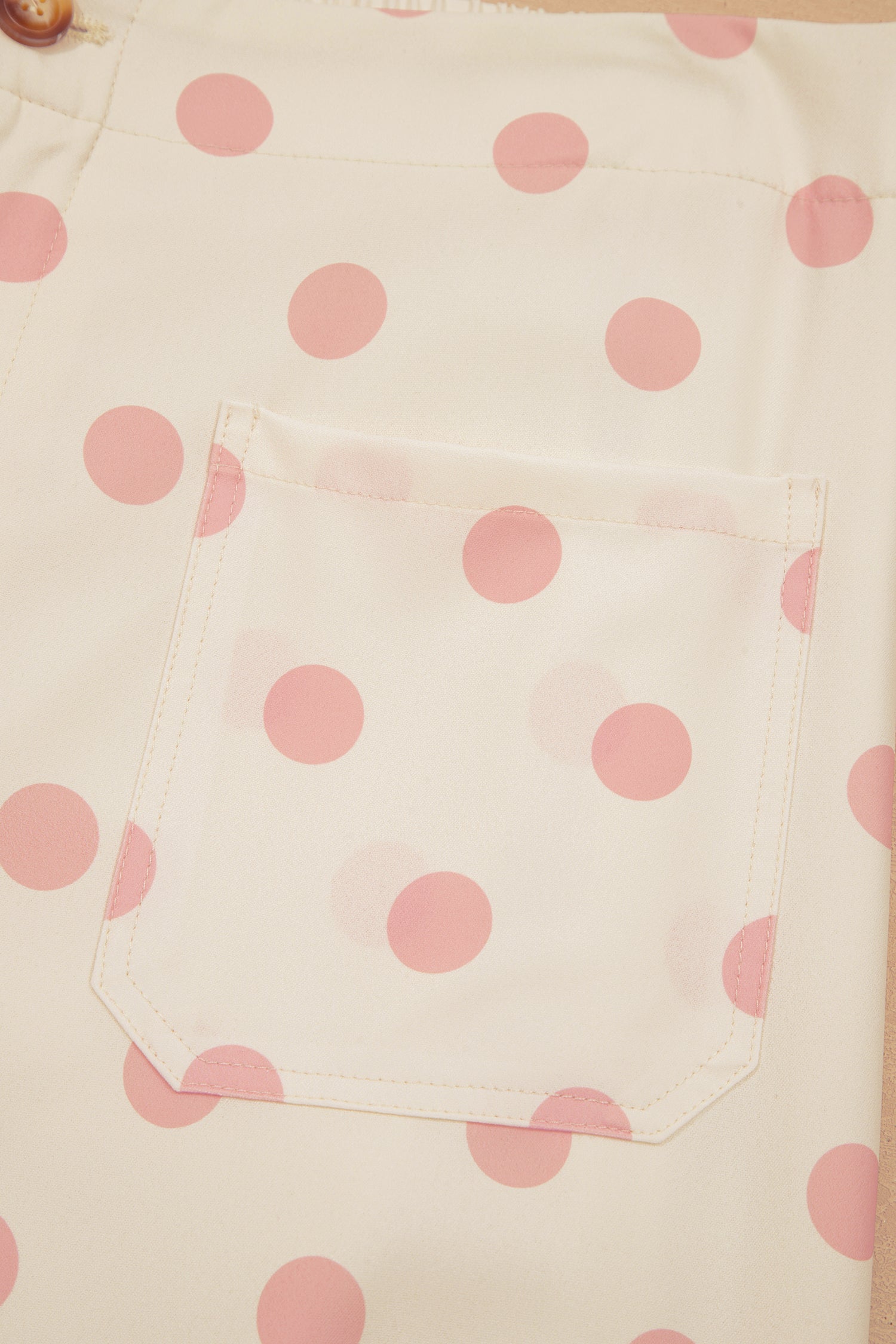Black Polka Dot Print Patched Pocket Mid-rise Straight Leg Pants