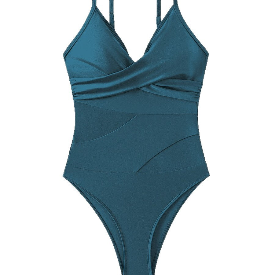 Sexy Mesh-panelled Push-up One-piece Womens Swimsuit Form-fitting And Body-hugging