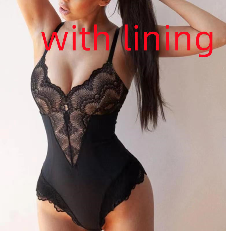 Lace Lace Stitching Bodysuit Erotic Lingerie Women