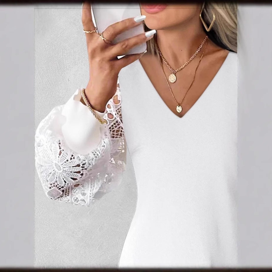 Stylish And Elegant New Lace-panel Knit Dress