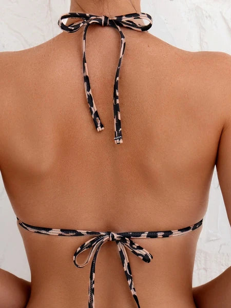 New Women's Leopard Print Three-point Fashion Bikini Swimsuit