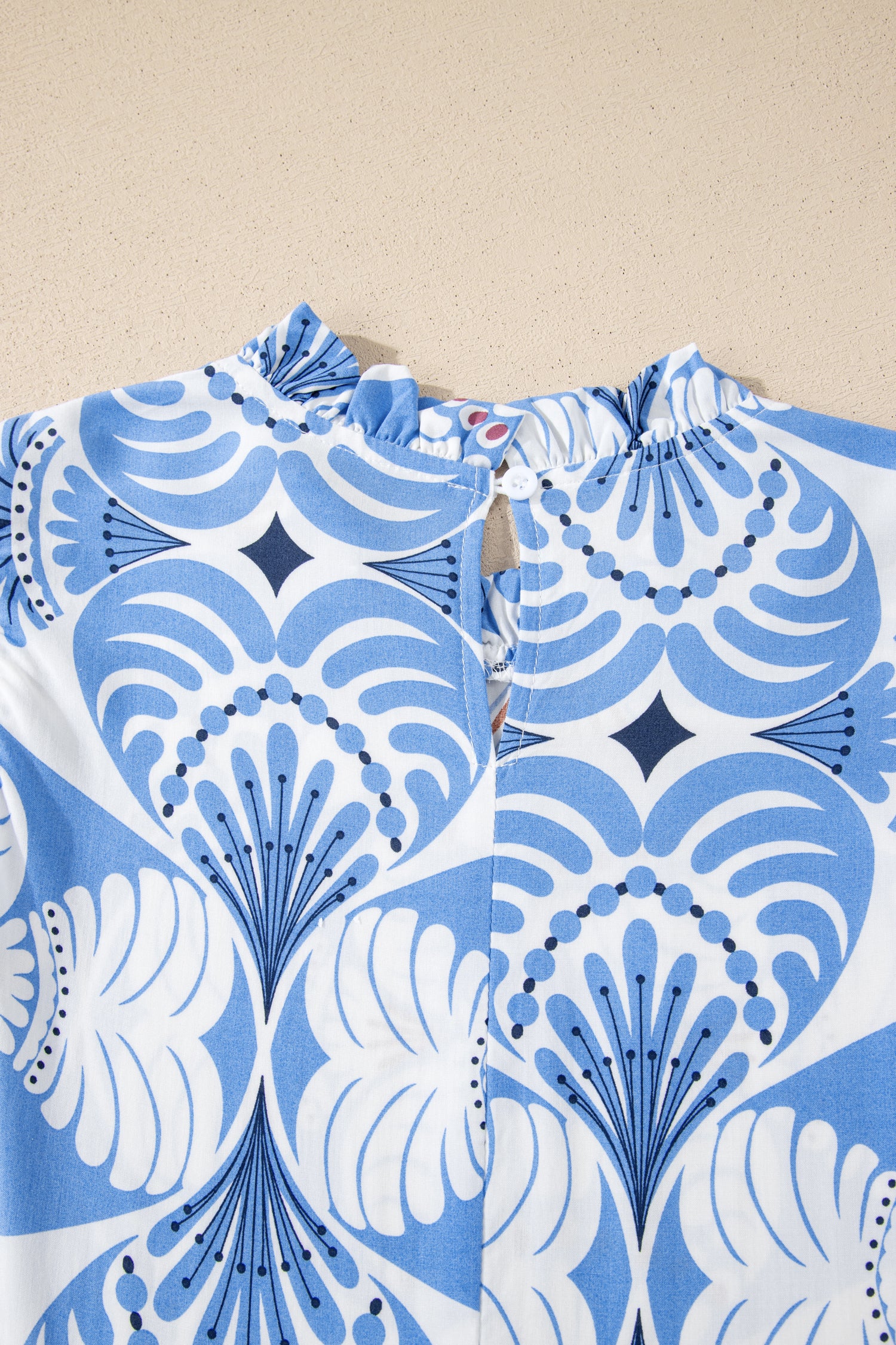 Sky Blue Tropical Botanic Print Flutter Sleeve Vacation Long Dress