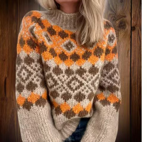 Turtleneck Loose Multicolor Fashion Pullover Sweater