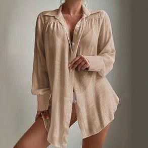European And American Shirt-style Beach Sun Cover-up