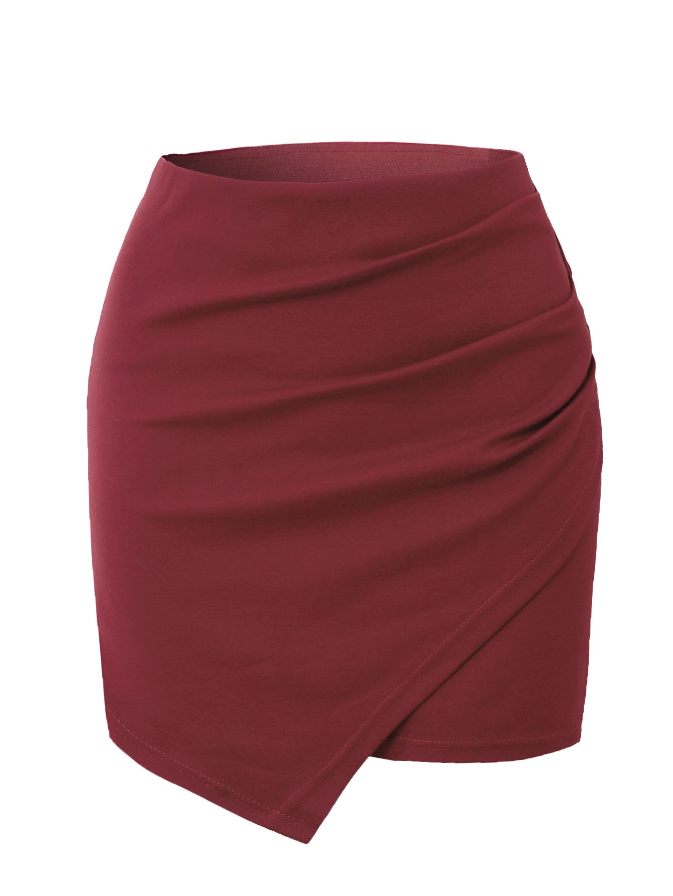Irregularly Pleated Skirt American Style High Waist With Elastic Waistband