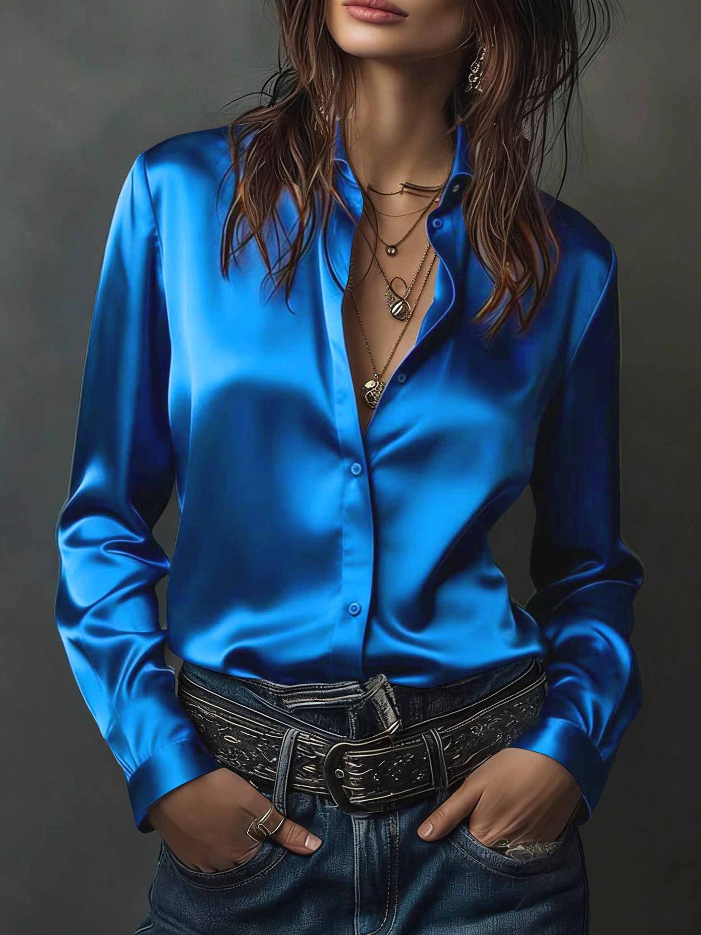 Women's Western-style Resort Casual Satin Best-selling Shirt