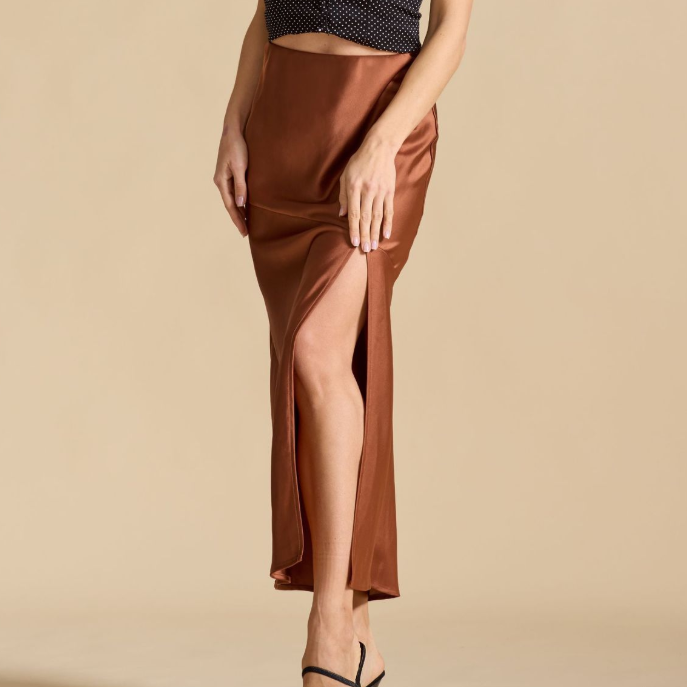 Elastic-waist Slit Maxi Skirt Sexy Patchwork Bodycon For Women