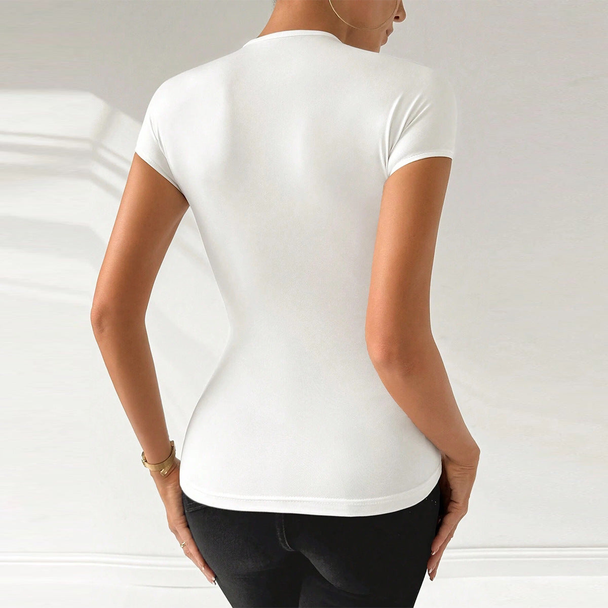 Hollow Metal Decorative Women's Top