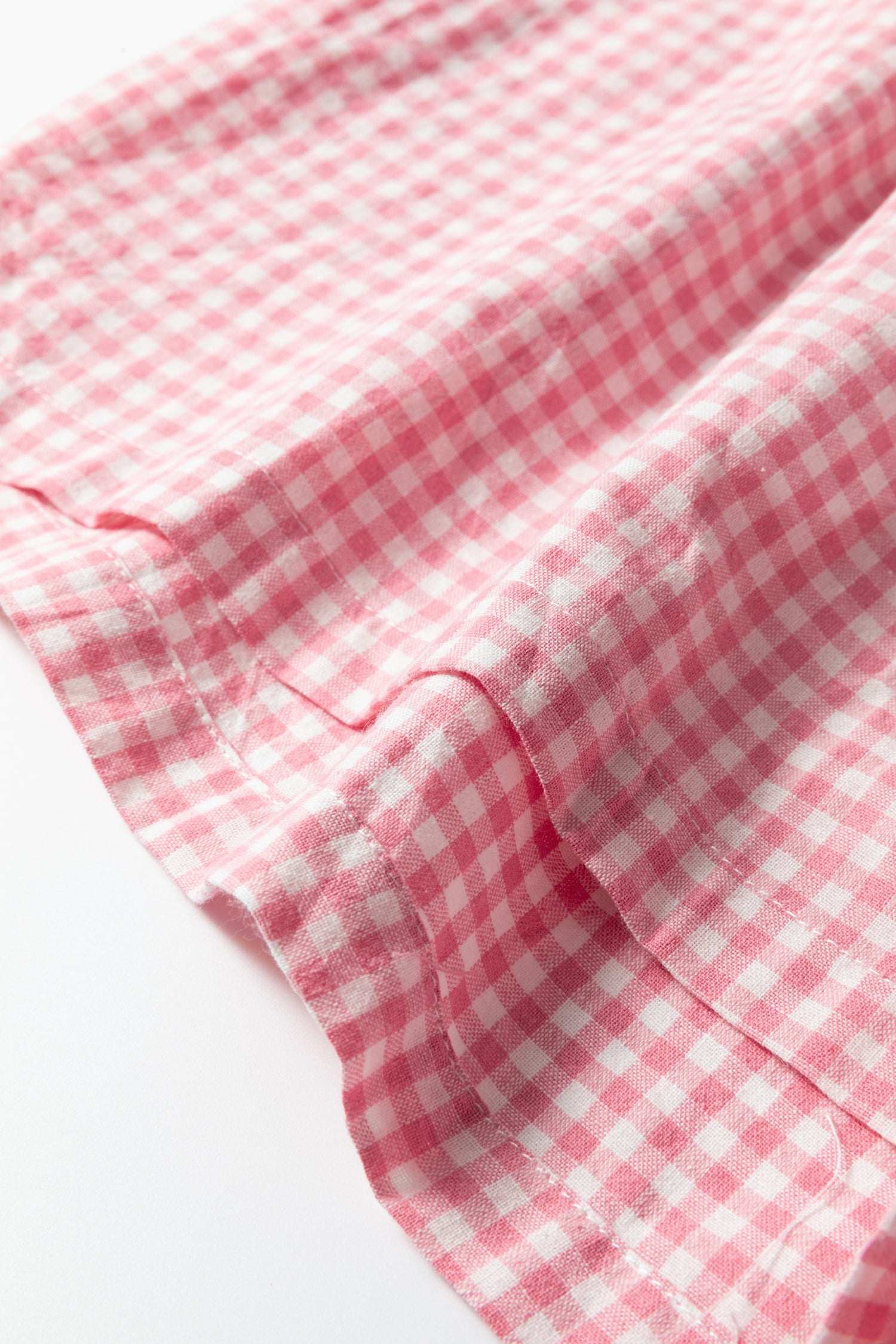 Pink Contrast Trim Plaid Print Plus Size Shorts