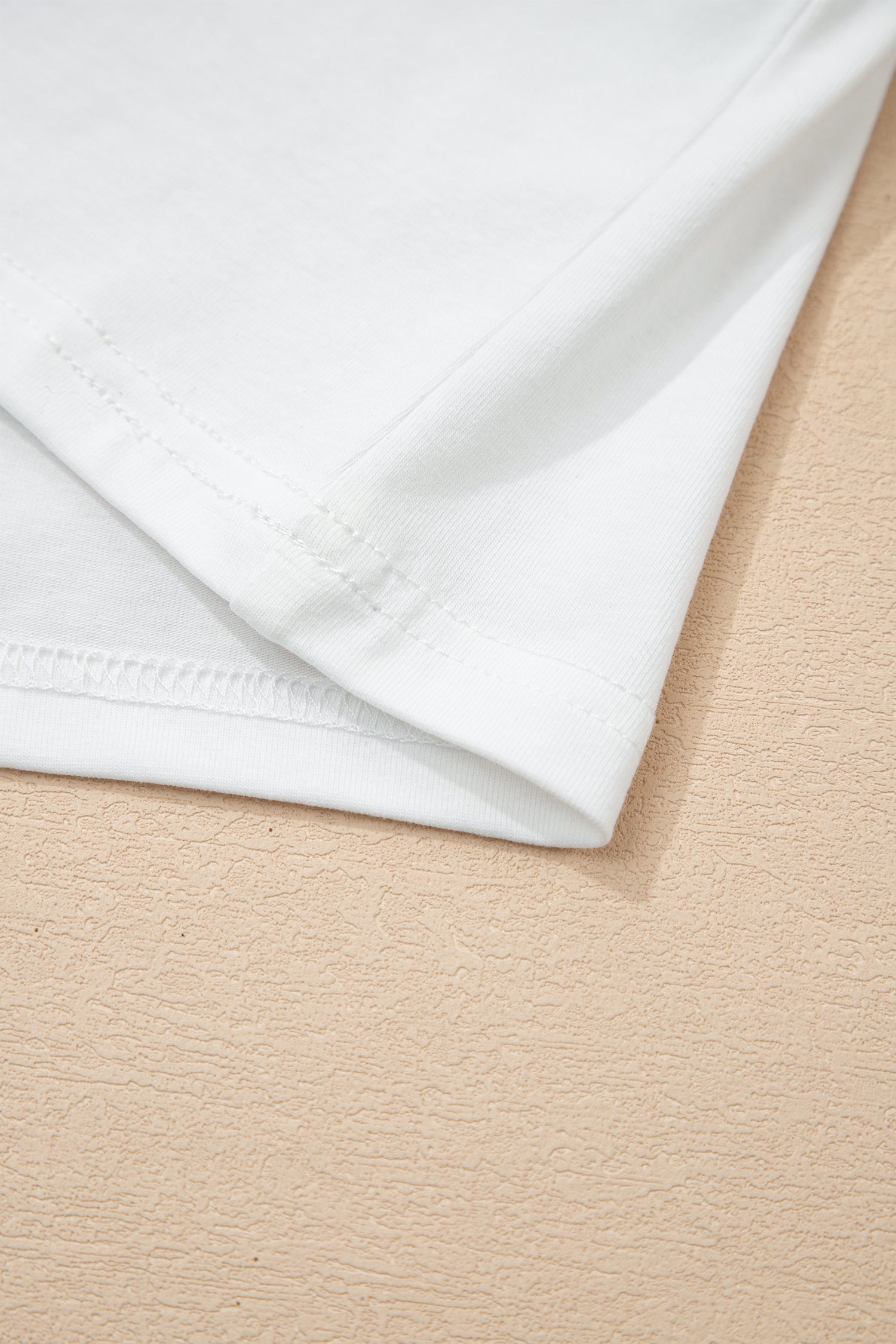 White Eyelet Embroidered Flutter Sleeve Patchwork V Neck Tee