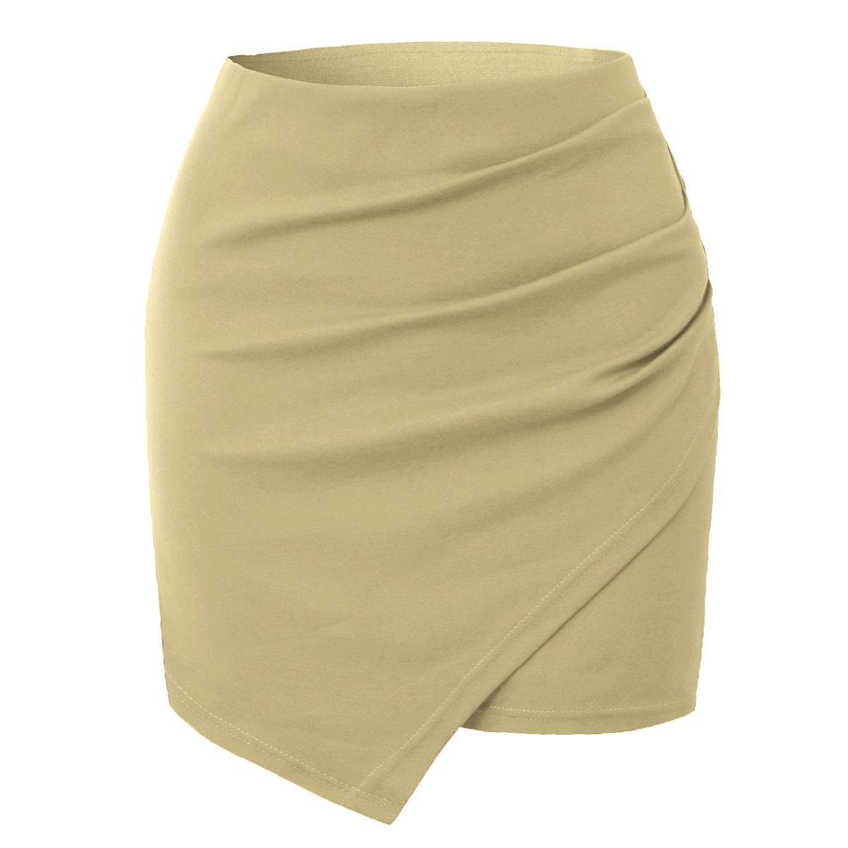 Irregularly Pleated Skirt American Style High Waist With Elastic Waistband