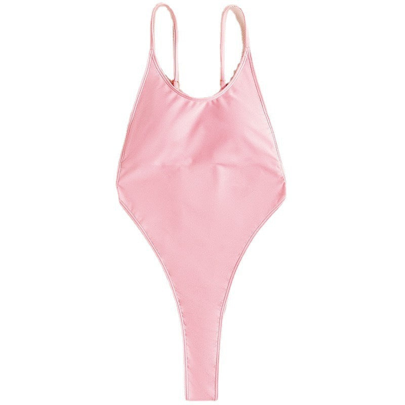 Fashion One-piece Swimsuit Women's Triangle Solid Color