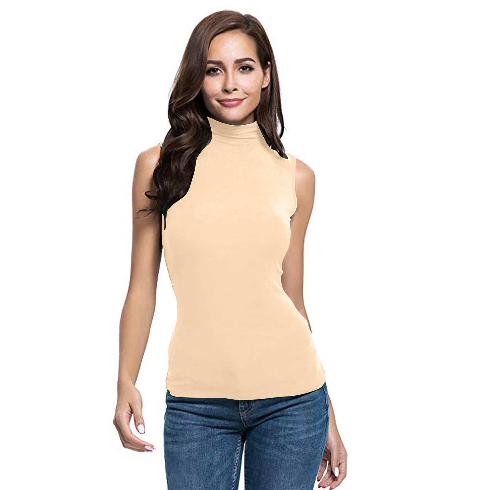 High-neck Slim-fit Sleeveless Casual Vest