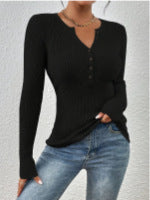 Women's Front-button Ribbed Knit Sweater