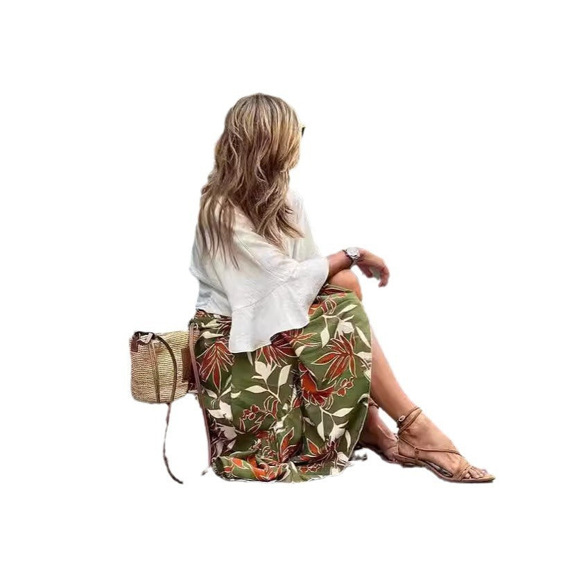 Female Print Holiday Casual Skirt