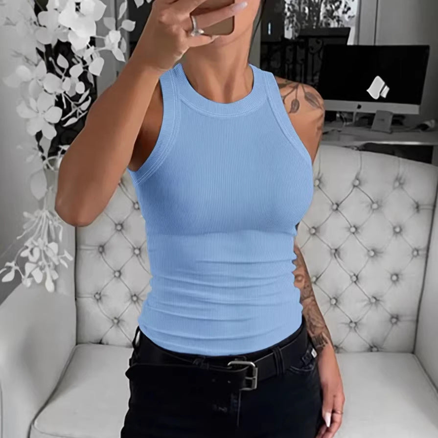 Slim-fit Womens Sleeveless Rib-knit Vest
