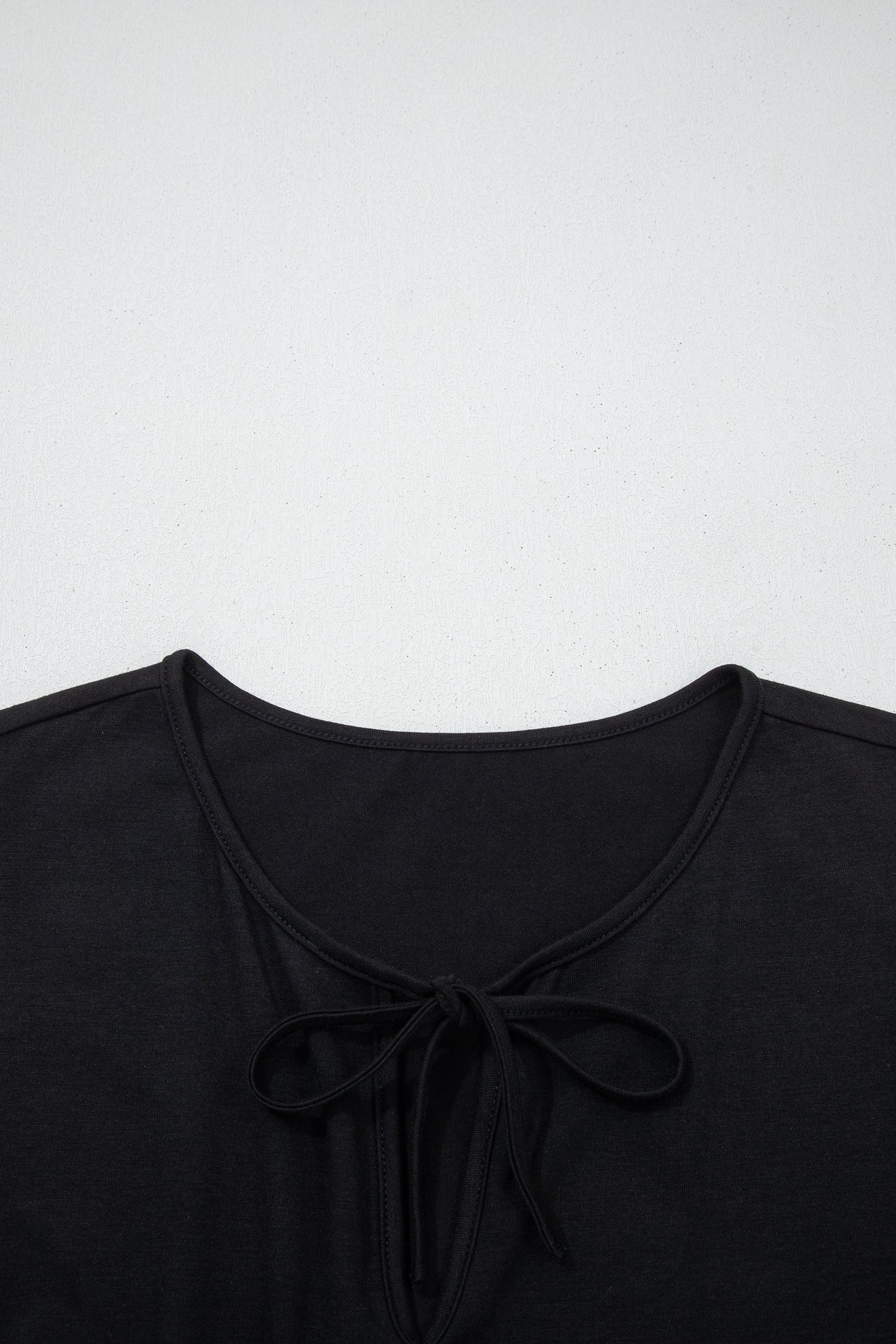 Black Plus Size Solid Color Bow Tie Peplum Tank Top