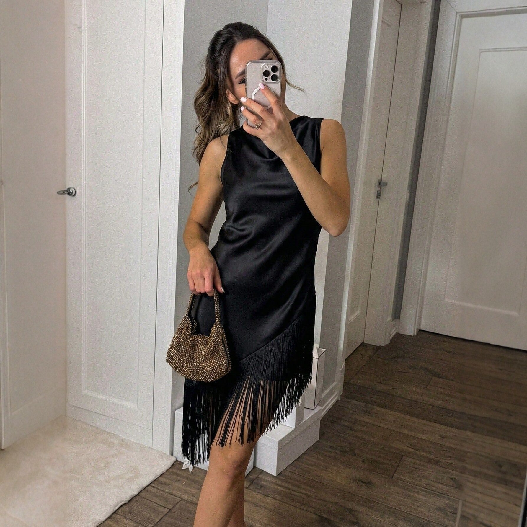 Sleeveless Tassel Dress Womens High-waisted