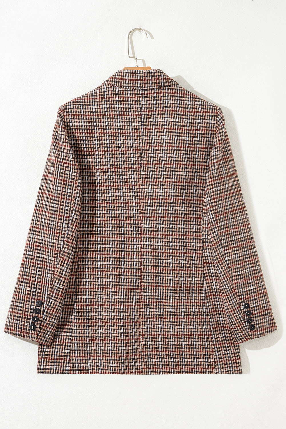 Brown Houndstooth Lapel Collar Blazer