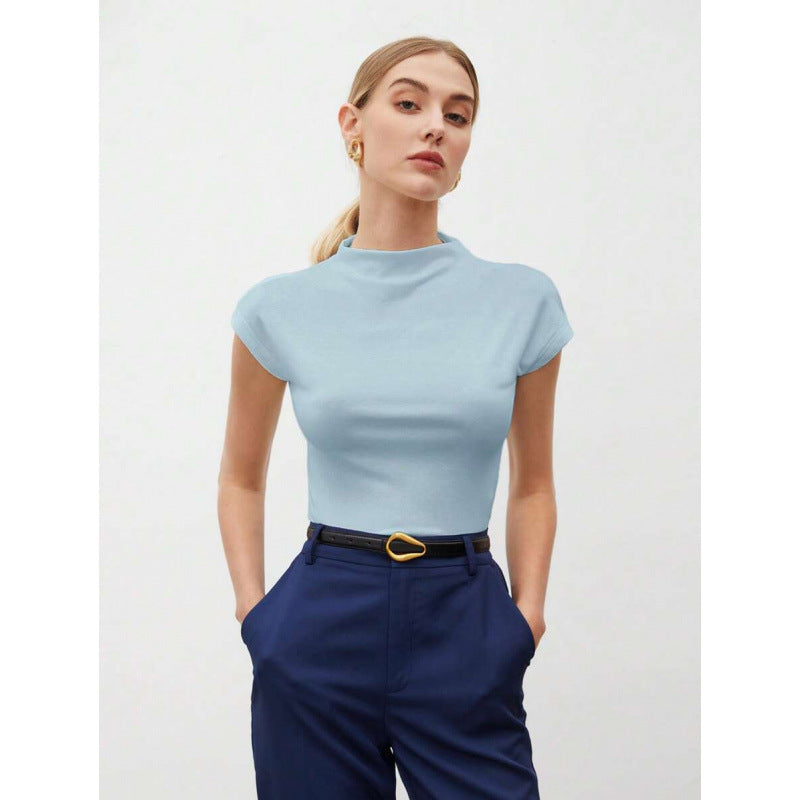 Women's Slim Fit Fashionable All-match Pure Color Tight Half Sleeve