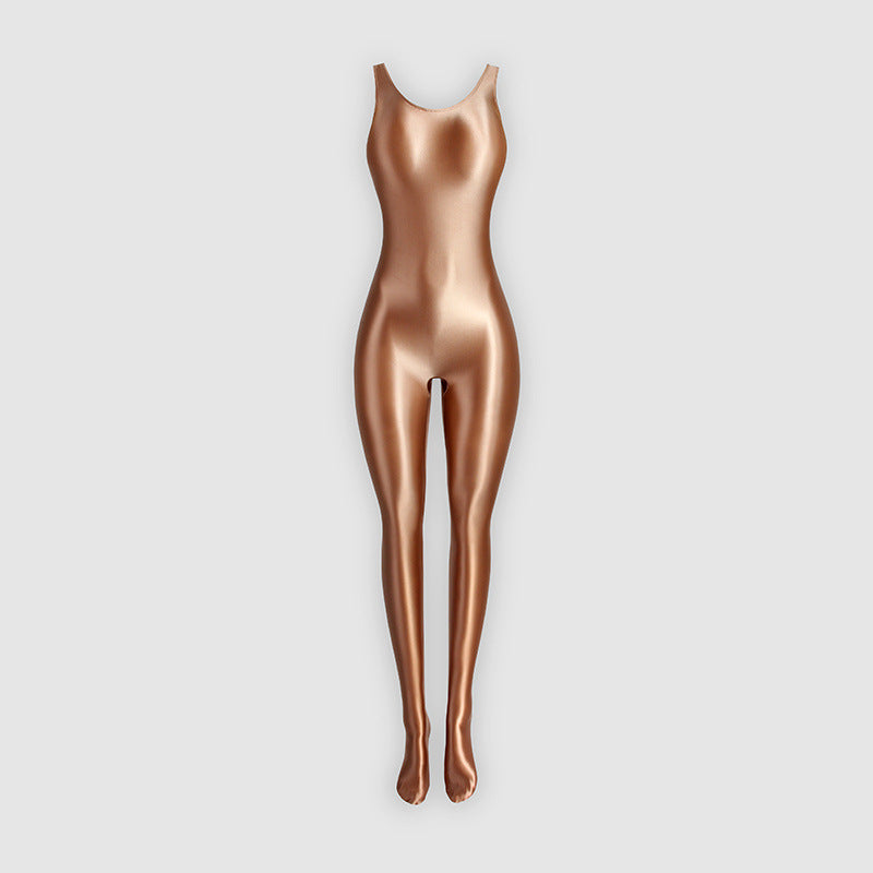 Personalized Stretch Glossy Tights Jumpsuit Women