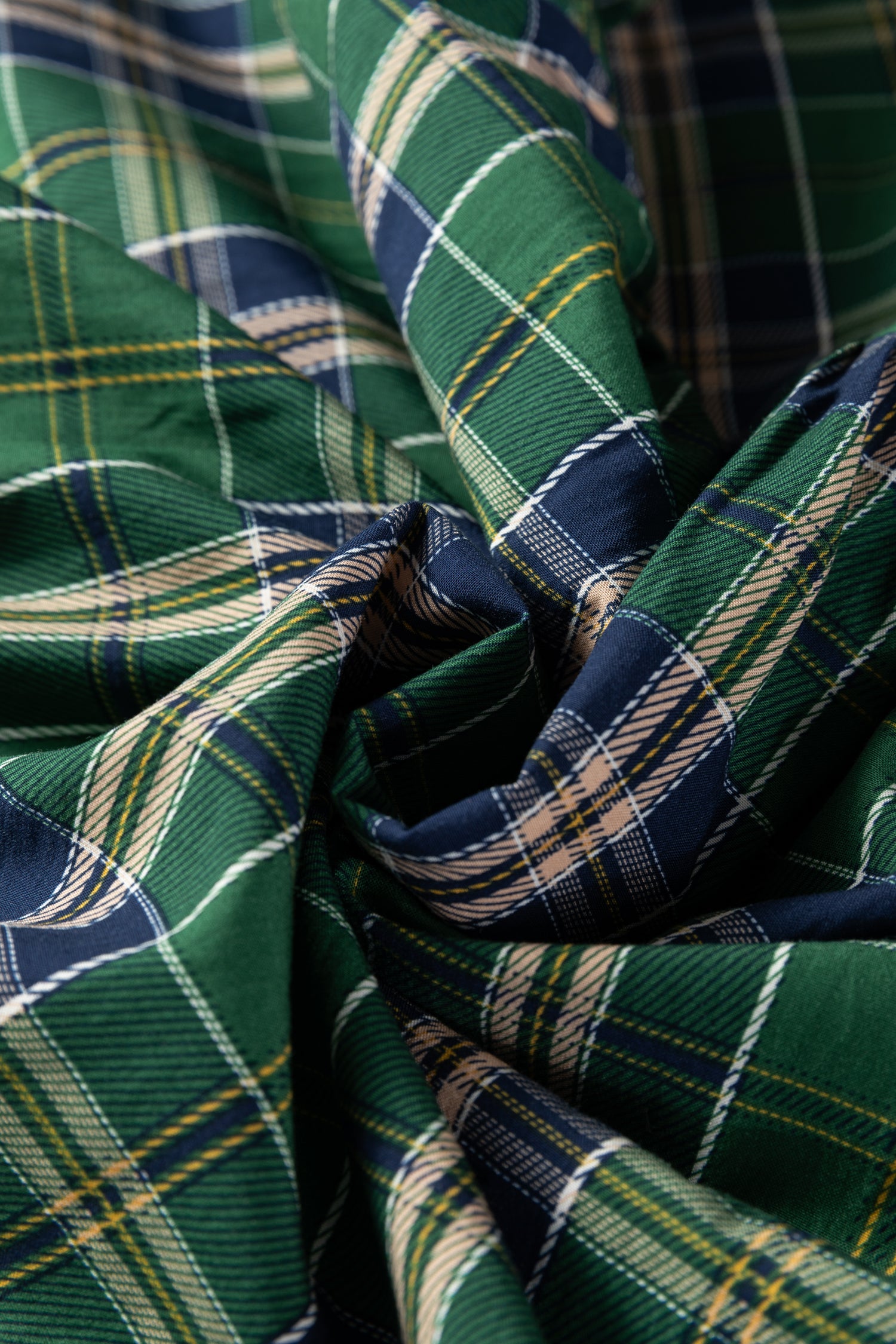 Green Plus Size Plaid Long Sleeve Notched Neck Shift Mini Dress