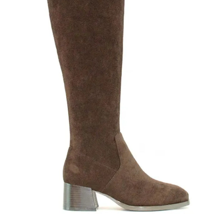 Women's Solid Color Fashion Frosted Long Martin Suede Boots