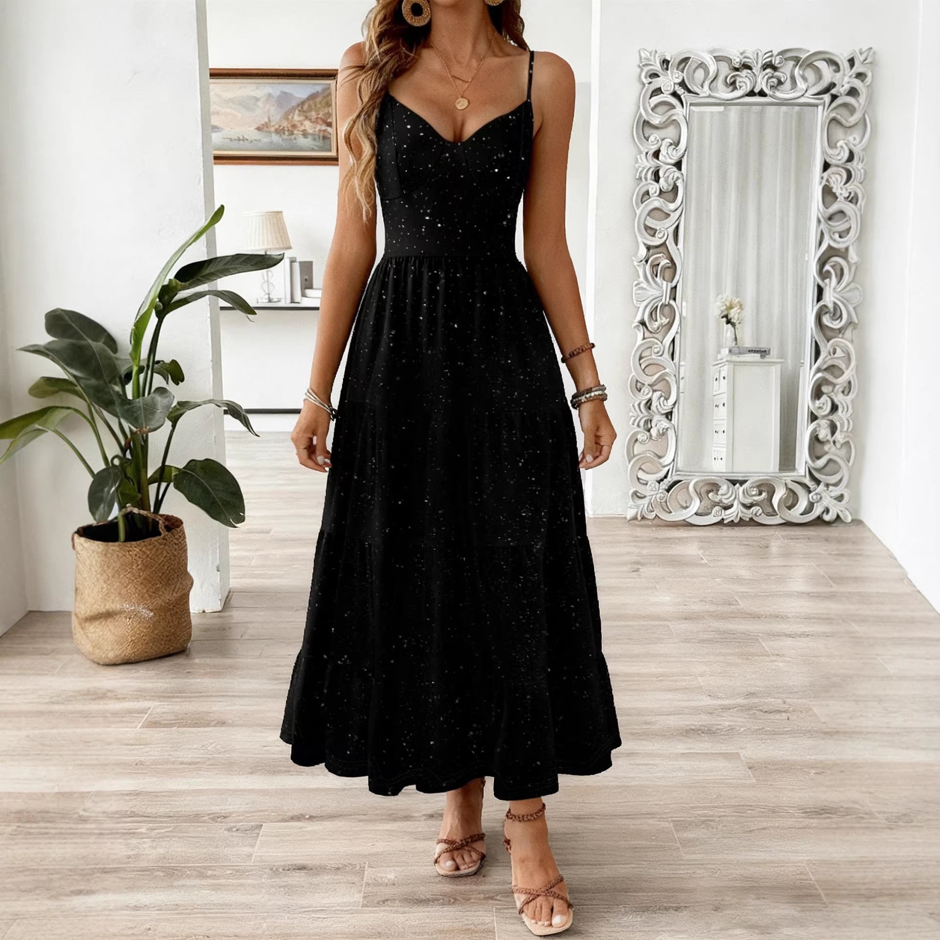 Starry Maxi Dress Perfect For Vacations Commuting And Any Occasion
