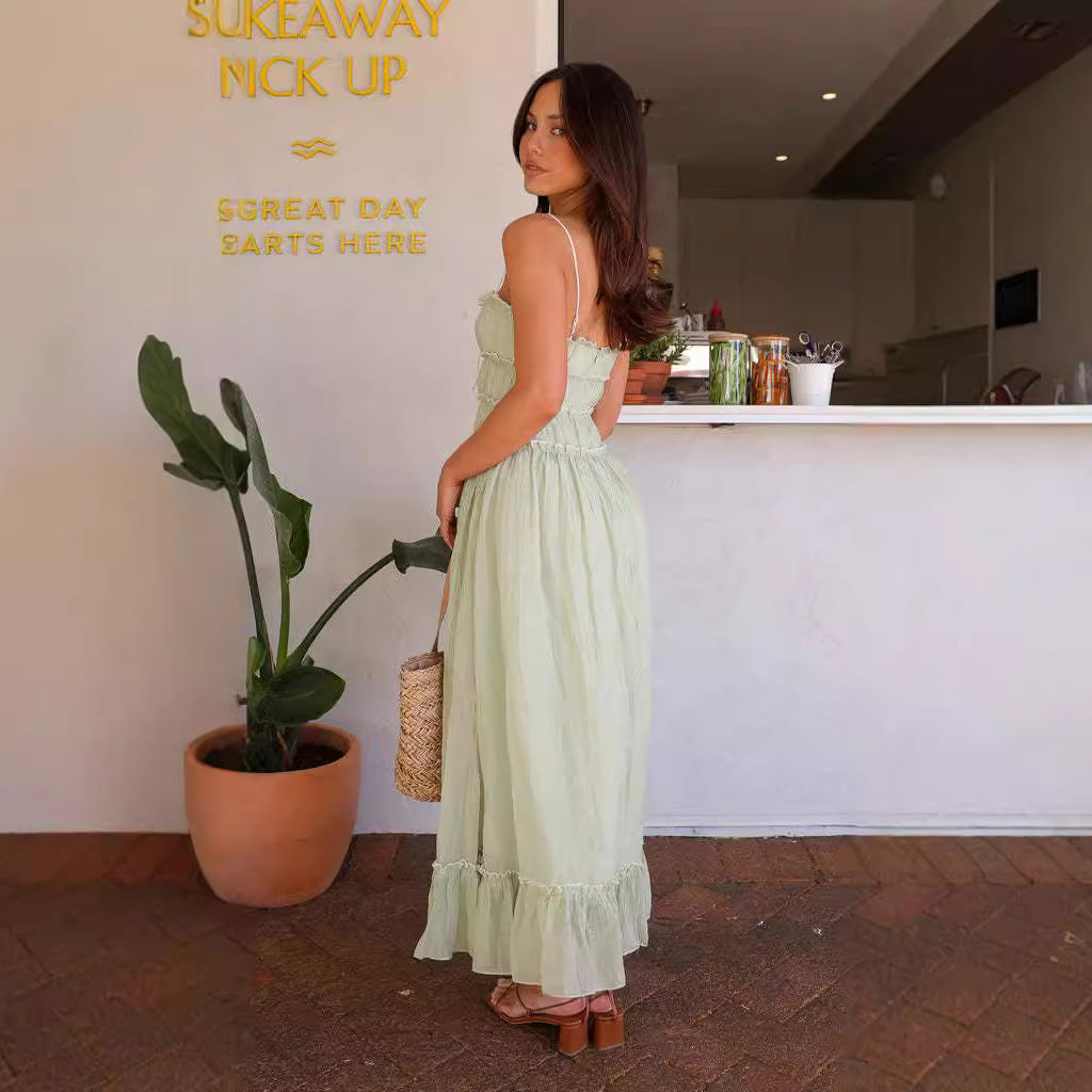 Sweet Ruffled-strap Dress For A Chic Elegant Look