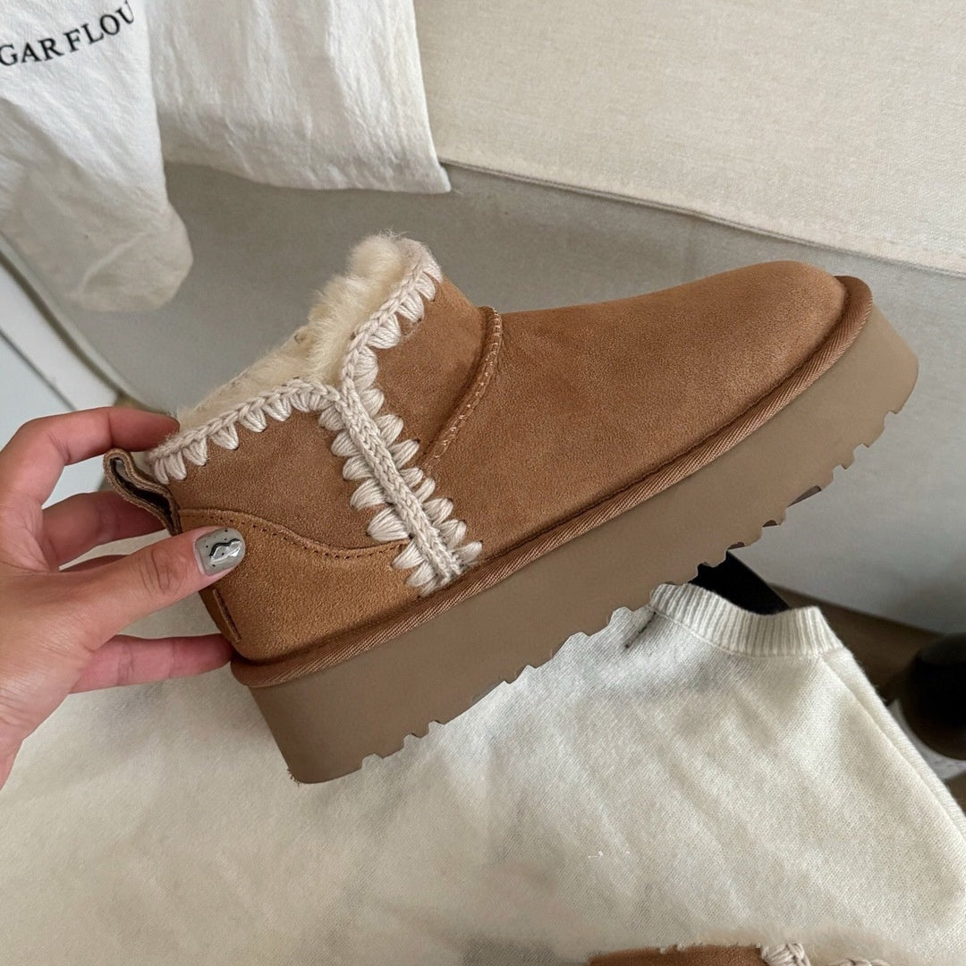 New Snow Sheep Fur Integrated Mini Wool Mouth Ankle Boots