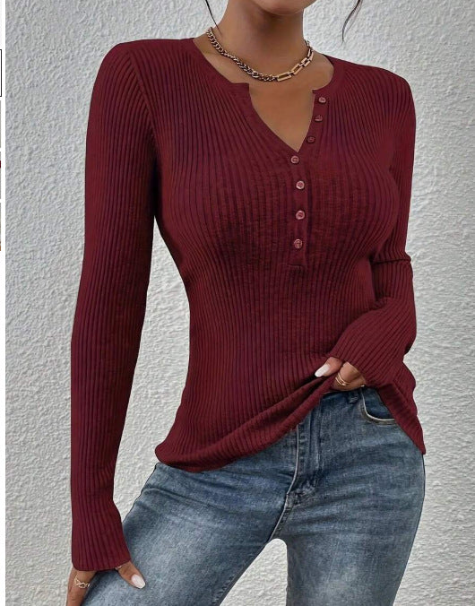 Women's Front-button Ribbed Knit Sweater