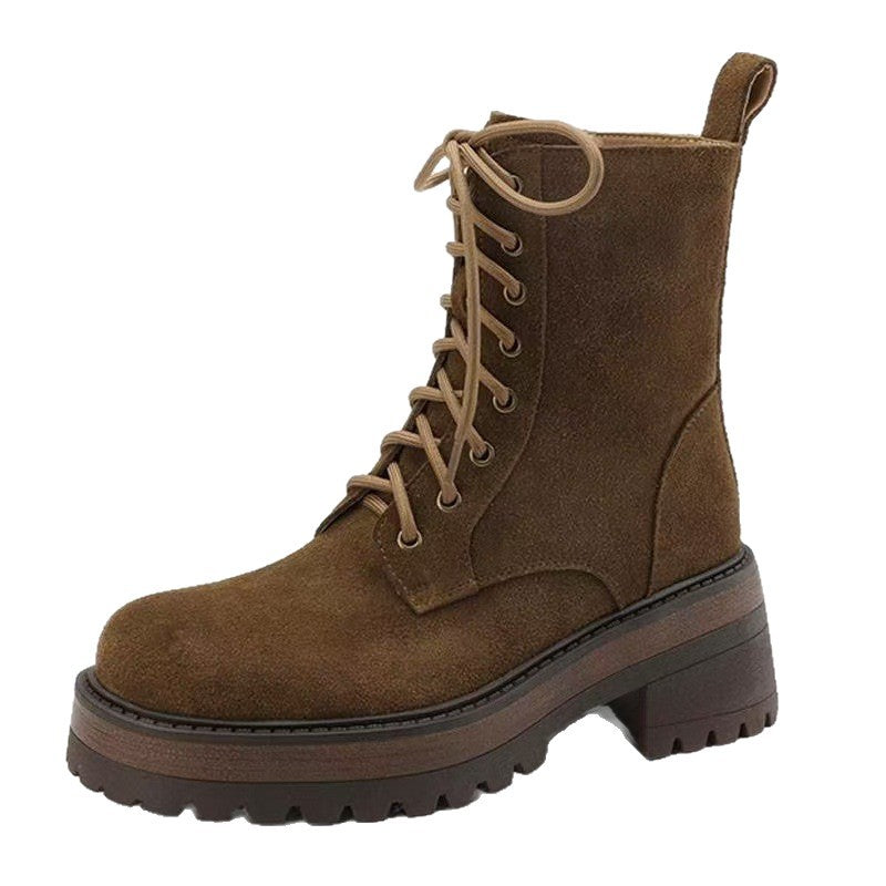 Platform Height-increasing Ankle Boots Versatile Short Boots For Petite Women